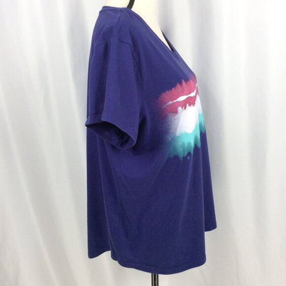 Tek Gear T-Shirt Womens Size XXL Purple Abstract Graphic Print Short Sleeve - Picture 2 of 9
